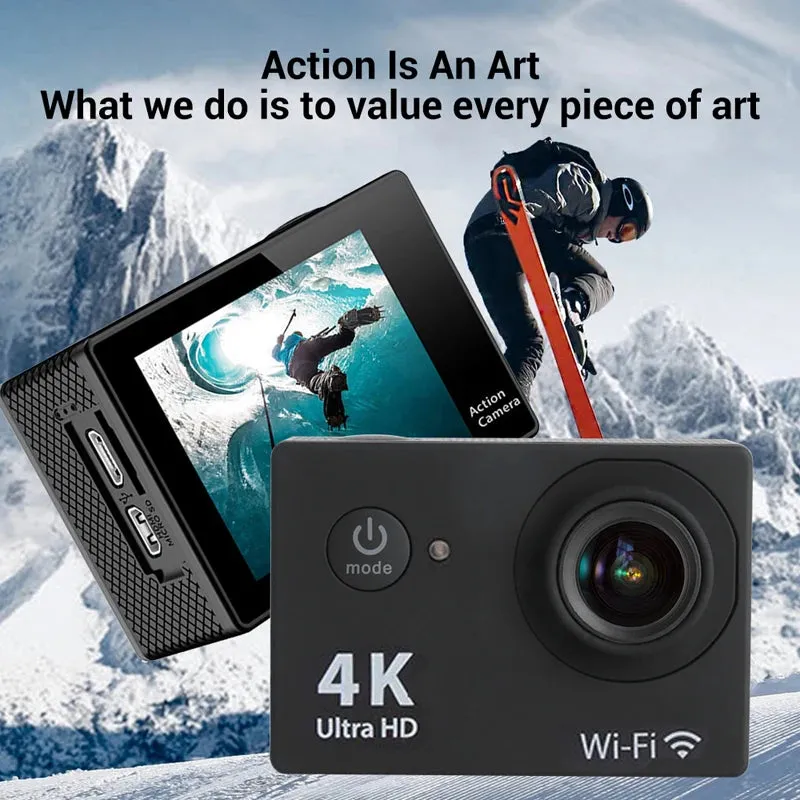 Action Camera Ultra HD 4K/30fps Wi Fi 2.0-inch 170D Underwater Waterproof Helmet Video Recording Cameras Sport Cam