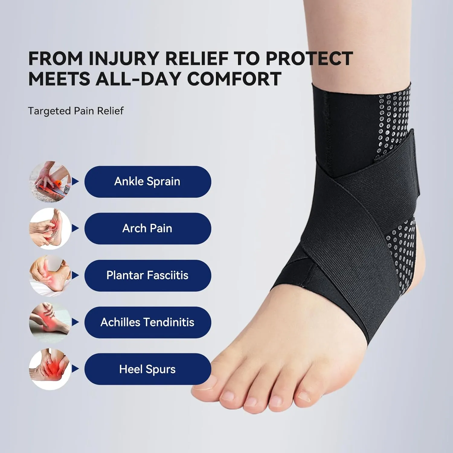 Ankle Brace for Plantar Fasciitis - ThinLightweight Ankle Sleeve Compression Wraps Ankle Support for Achilles Tendonitis Sprained Injury Foot Arch Pain Relief, Women and Men