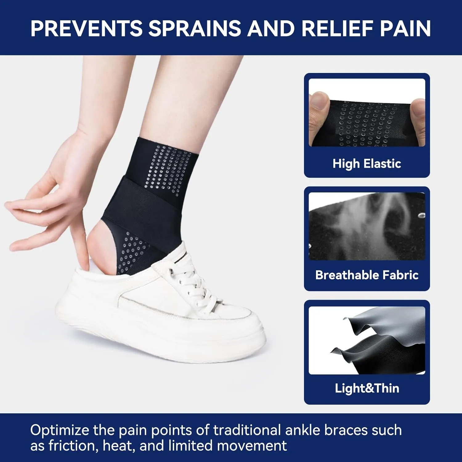 Ankle Brace for Plantar Fasciitis - ThinLightweight Ankle Sleeve Compression Wraps Ankle Support for Achilles Tendonitis Sprained Injury Foot Arch Pain Relief, Women and Men