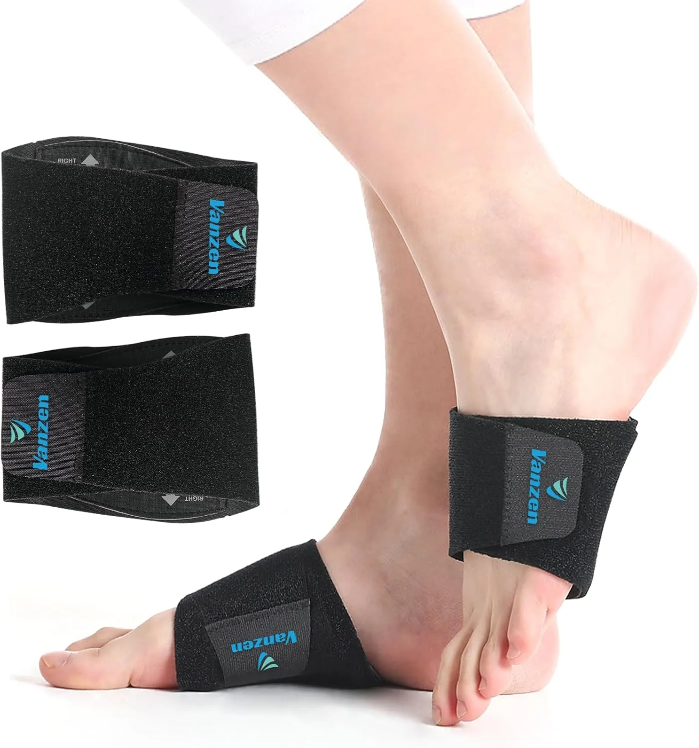Arch Support (2PCS), Enhanced Breathable Foot Arch Support for Women and Men with Fallen Arches, High Arch, and Flat Feet - One Size, Black