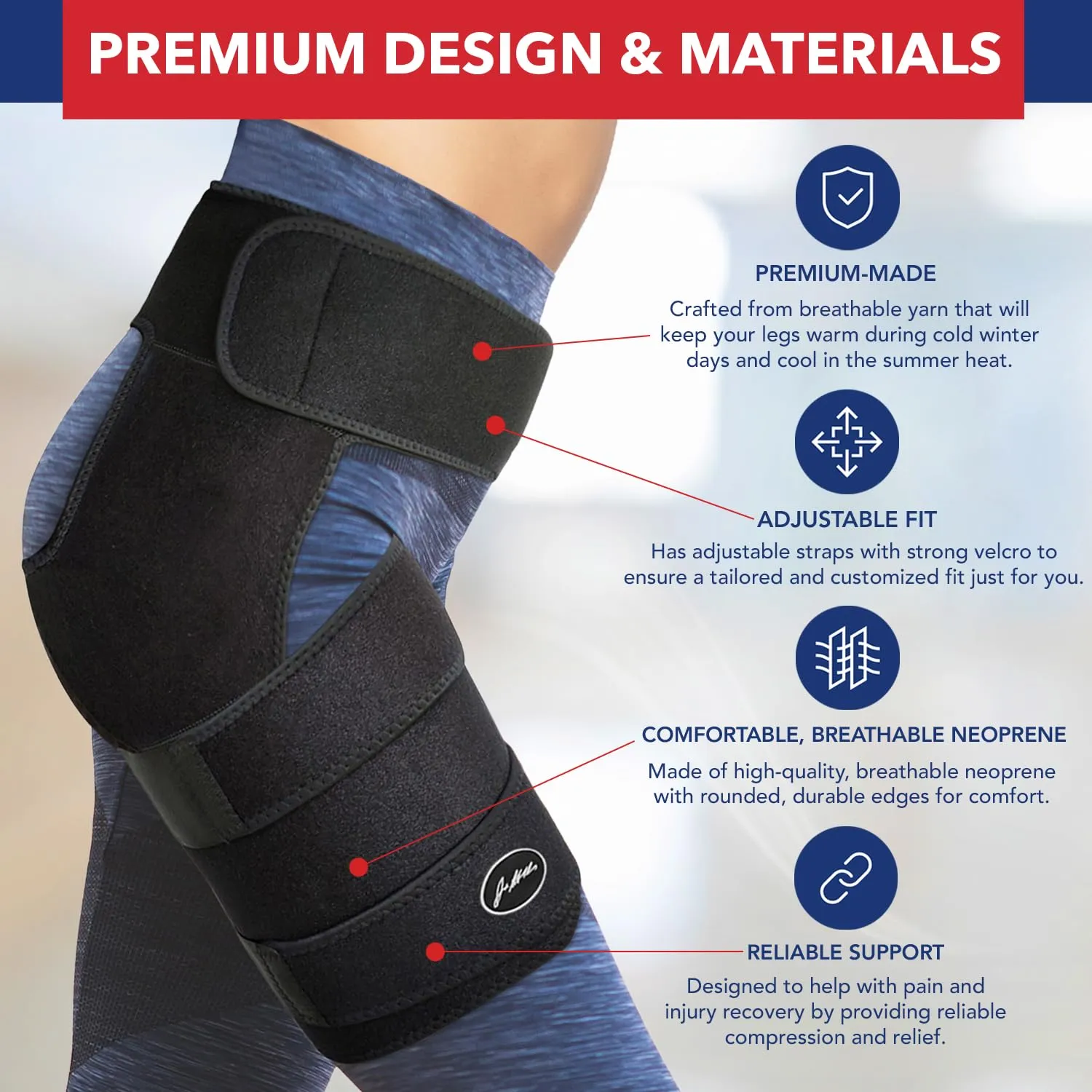 Dr. Arthritis Hip Brace, Adjustable Sciatic Nerve Brace & Stabilizer for Pulled Muscles & Injury Recovery, Hamstring Compression Sleeve Support, Sciatica Pain Relief Devices for Men & Women (BLK, S/M)