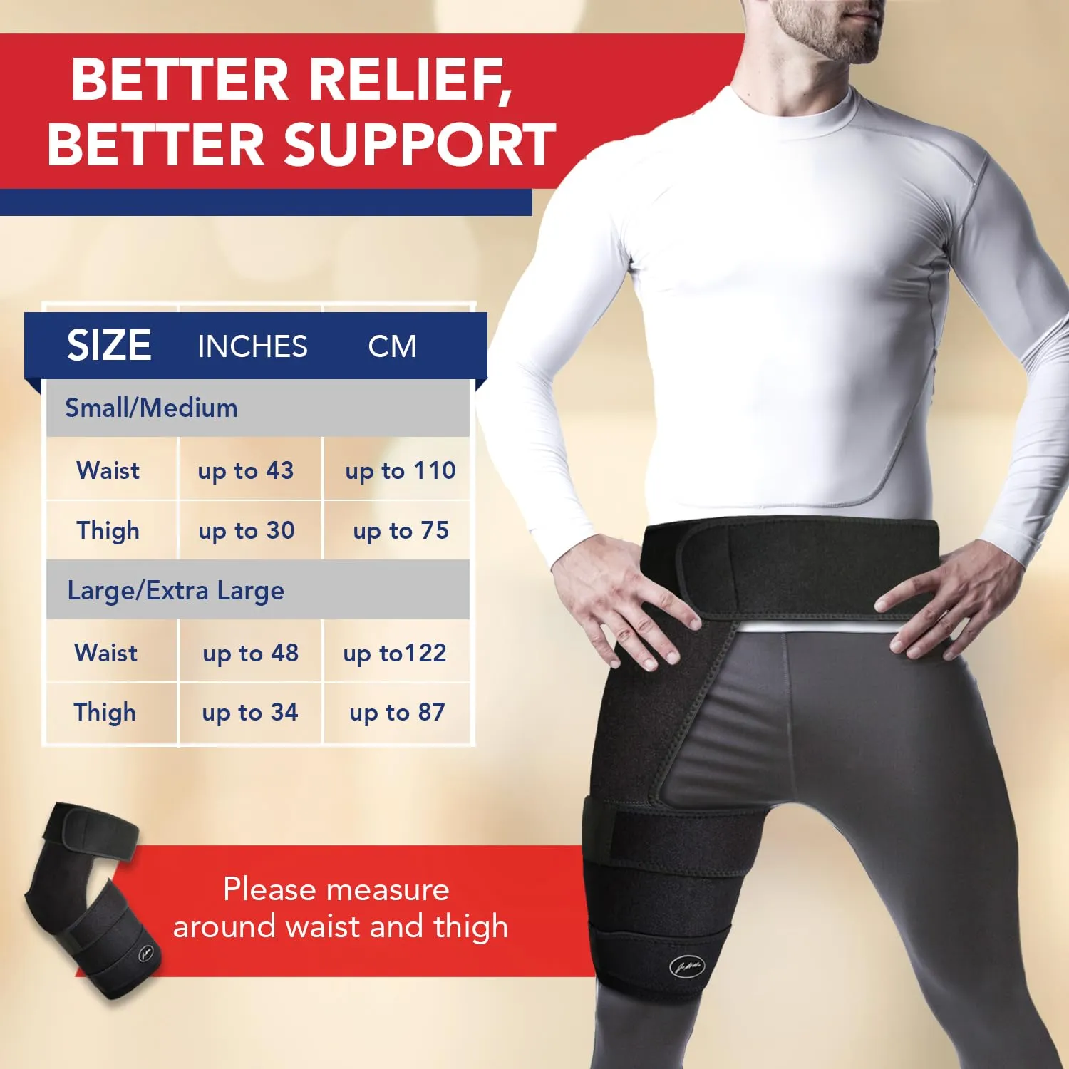 Dr. Arthritis Hip Brace, Adjustable Sciatic Nerve Brace & Stabilizer for Pulled Muscles & Injury Recovery, Hamstring Compression Sleeve Support, Sciatica Pain Relief Devices for Men & Women (BLK, S/M)
