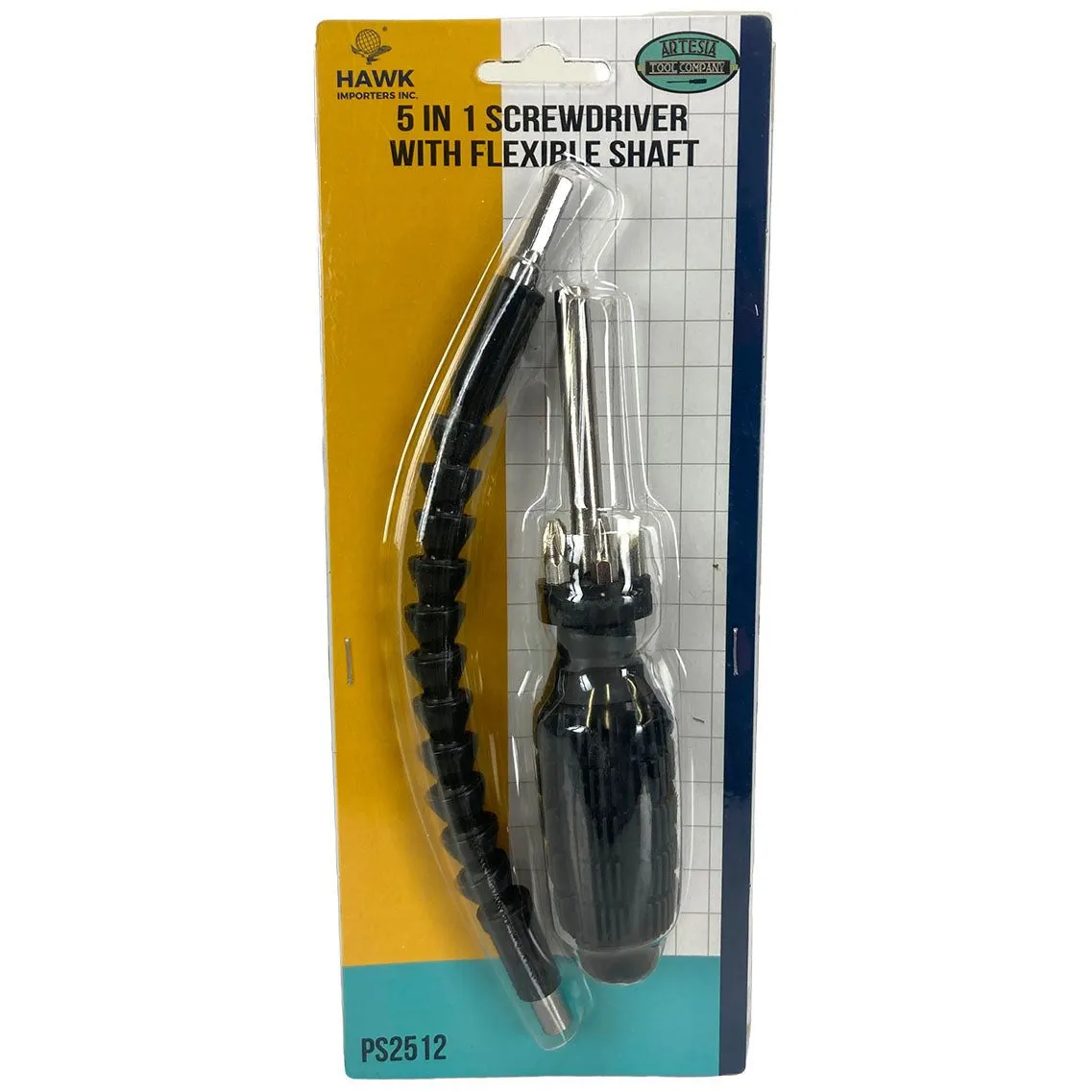 Flexible Neck Screwdriver, 5 Bits in Handle  - PS-92512