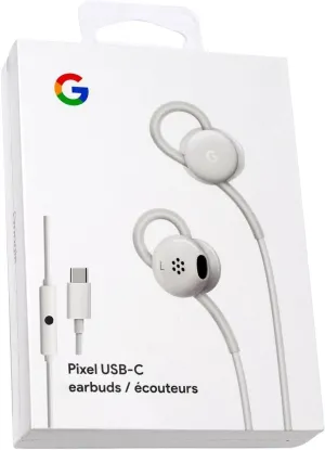 GOOGLE Earbuds Wired Headset USB-C, Comfortable Fit, Inline Controls, Compatible with Type-C Phones - White (Retail)