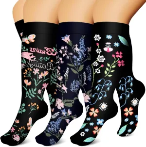 Laite Hebe Plus Size Compression Socks for Women and Men-3 pairs Wide Calf Knee High Support for Circulation