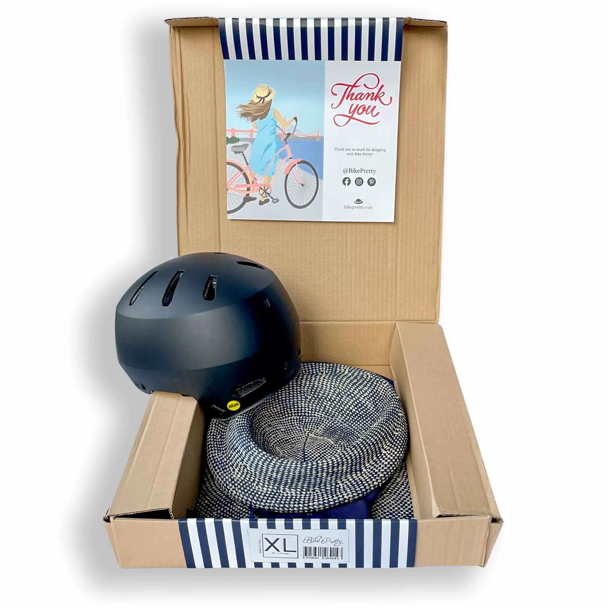 MIPS Helmet   Shibori Blue Straw Hat Bike Helmet Cover