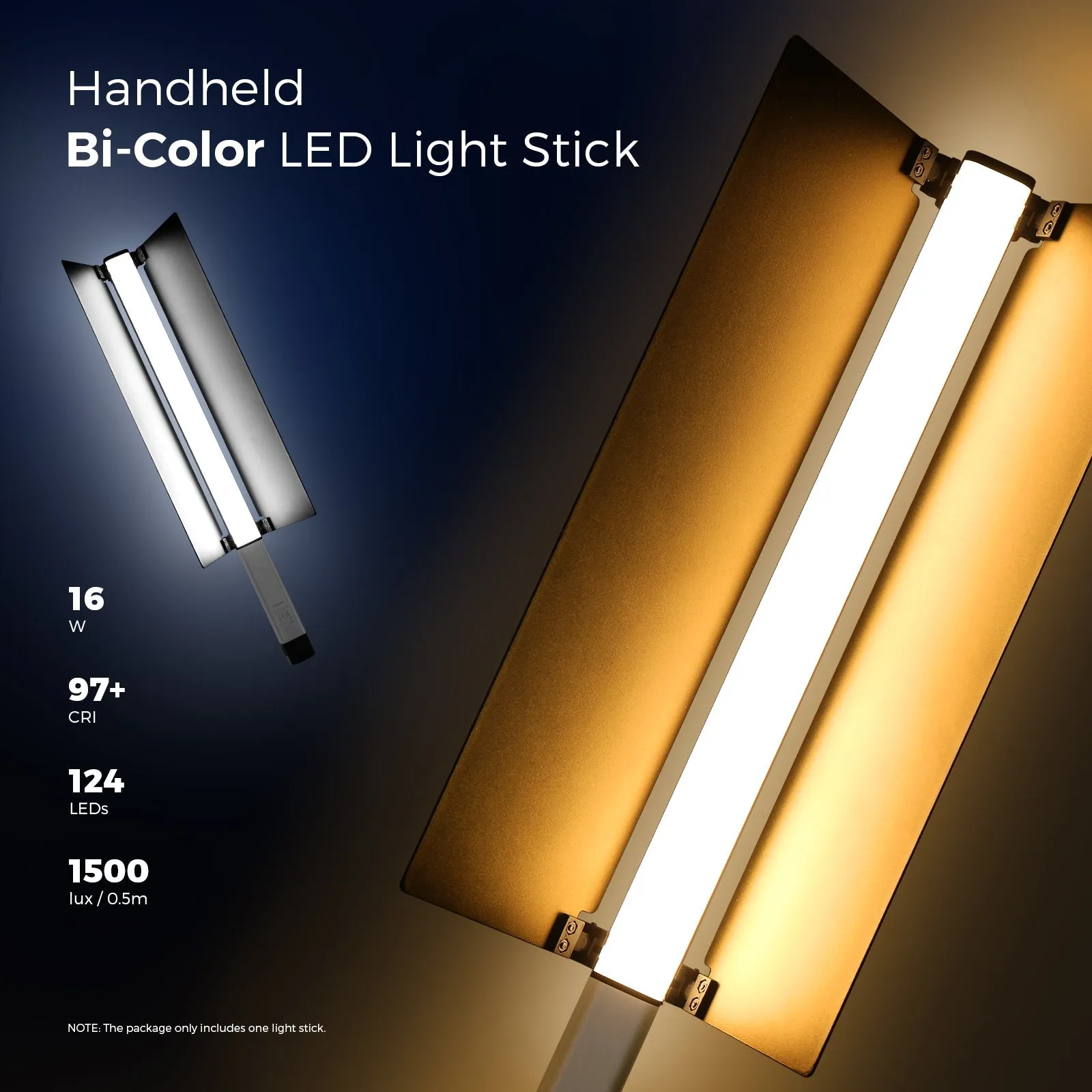NEEWER CL124A Handheld Bi-color LED Light Stick with Barn Doors