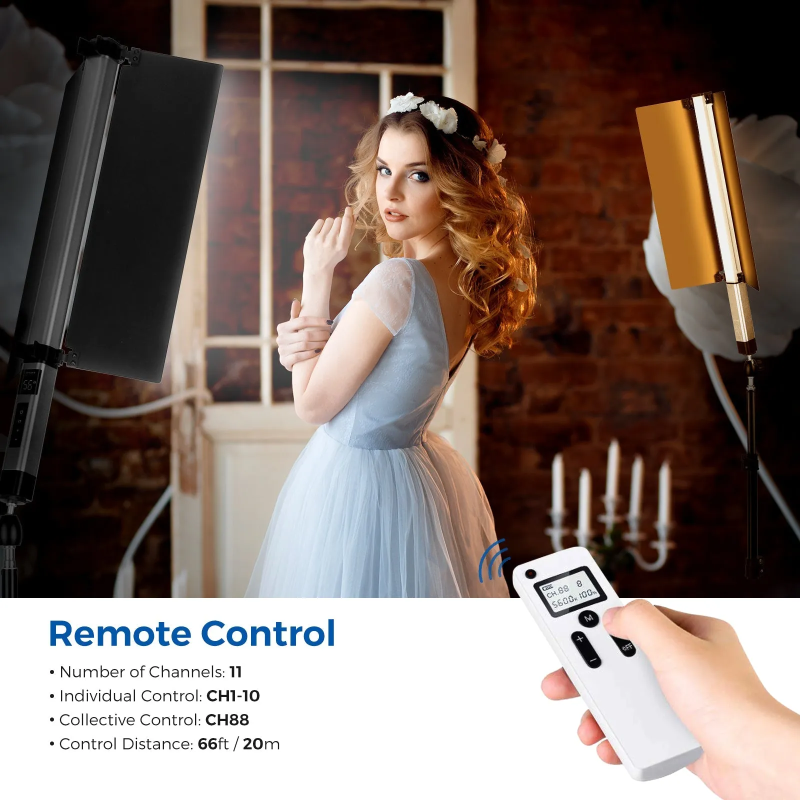 NEEWER CL124A Handheld Bi-color LED Light Stick with Barn Doors
