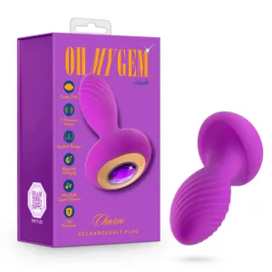 Oh My Gem By Blush® | Charm 4.5 Inch Vibrating Anal Plug Massager With Stayput™ Design & Amethyst Gem Base – In Purple