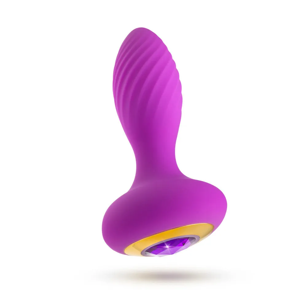 Oh My Gem By Blush® | Charm 4.5 Inch Vibrating Anal Plug Massager With Stayput™ Design & Amethyst Gem Base – In Purple