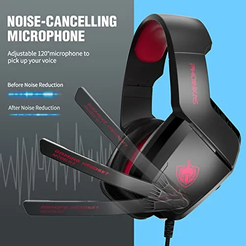 PHOINIKAS Gaming Headset for PS4, Xbox One, PC, Laptop, Mac, Nintendo Switch, 3.5MM PS4 Stereo Headset Over Ear Headphones with Noise-Cancelling Mic, Bass Surround - Camo