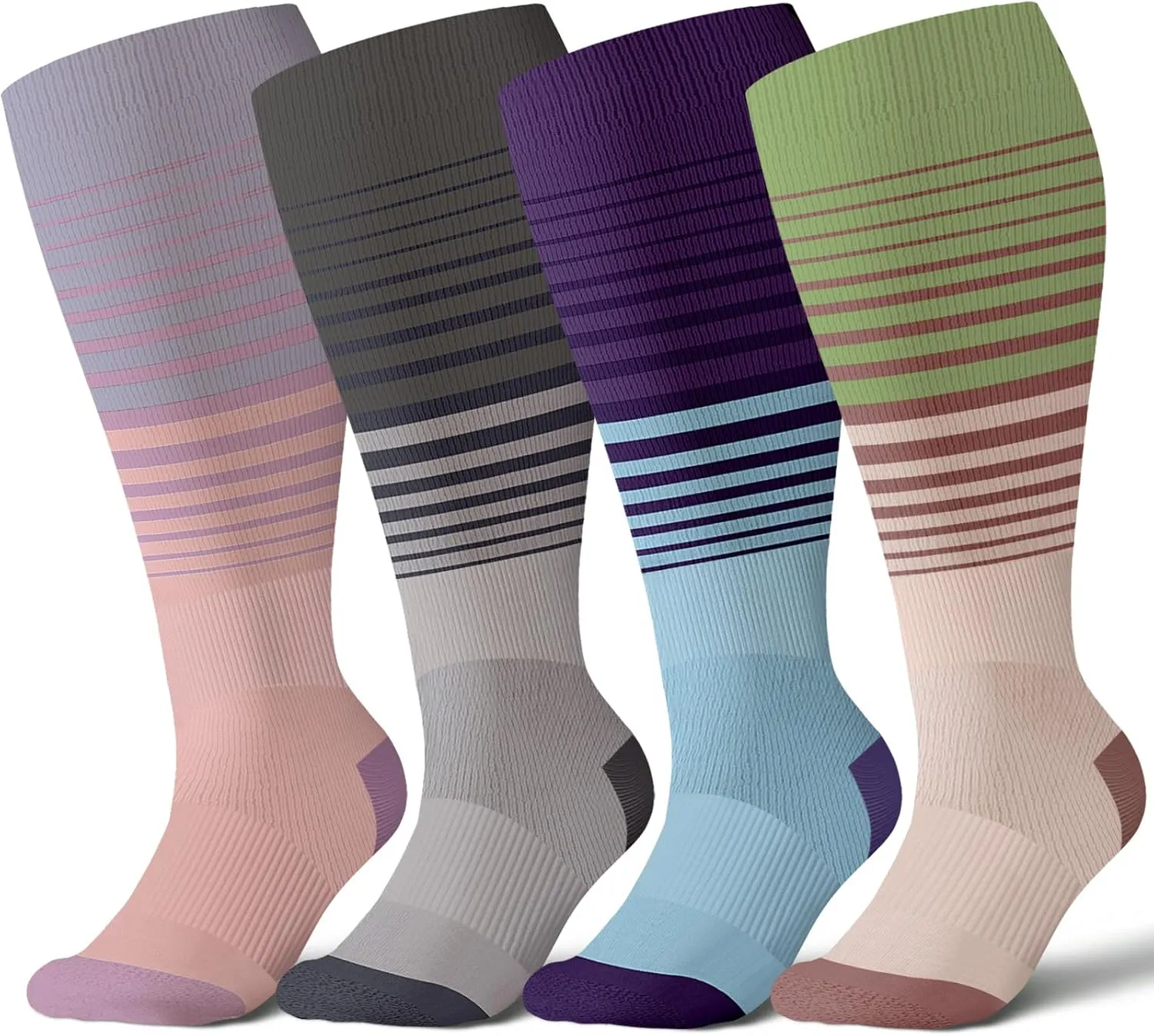 Plus Size Compression Socks for Women & Men Wide Calf, 20-30mmhg Knee High Stockings for Pregnancy, Nurse, Travel