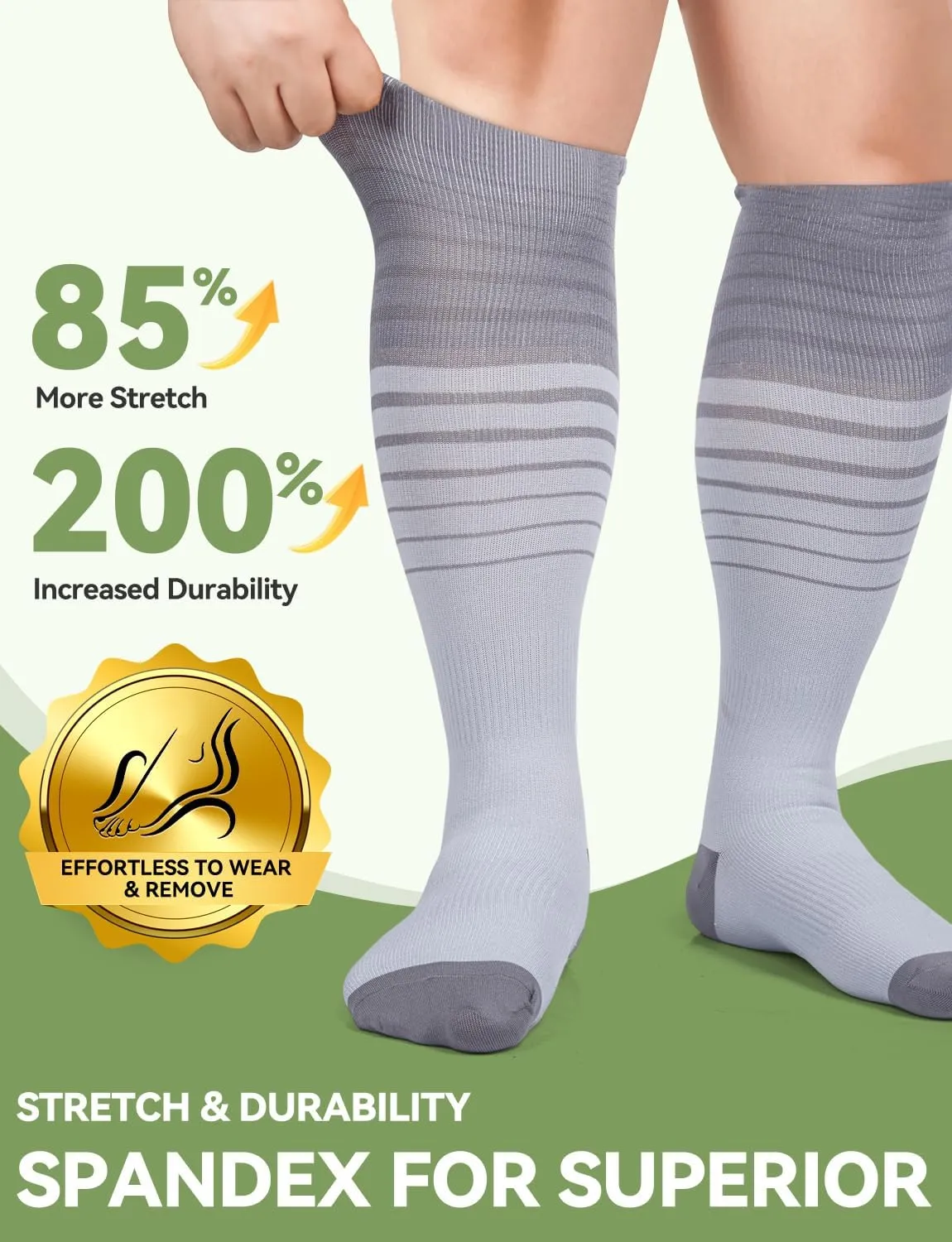 Plus Size Compression Socks for Women & Men Wide Calf, 20-30mmhg Knee High Stockings for Pregnancy, Nurse, Travel