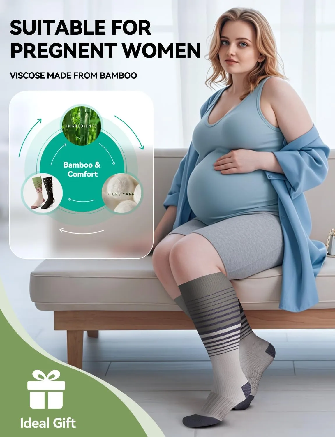 Plus Size Compression Socks for Women & Men Wide Calf, 20-30mmhg Knee High Stockings for Pregnancy, Nurse, Travel