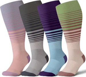 Plus Size Compression Socks for Women & Men Wide Calf, 20-30mmhg Knee High Stockings for Pregnancy, Nurse, Travel
