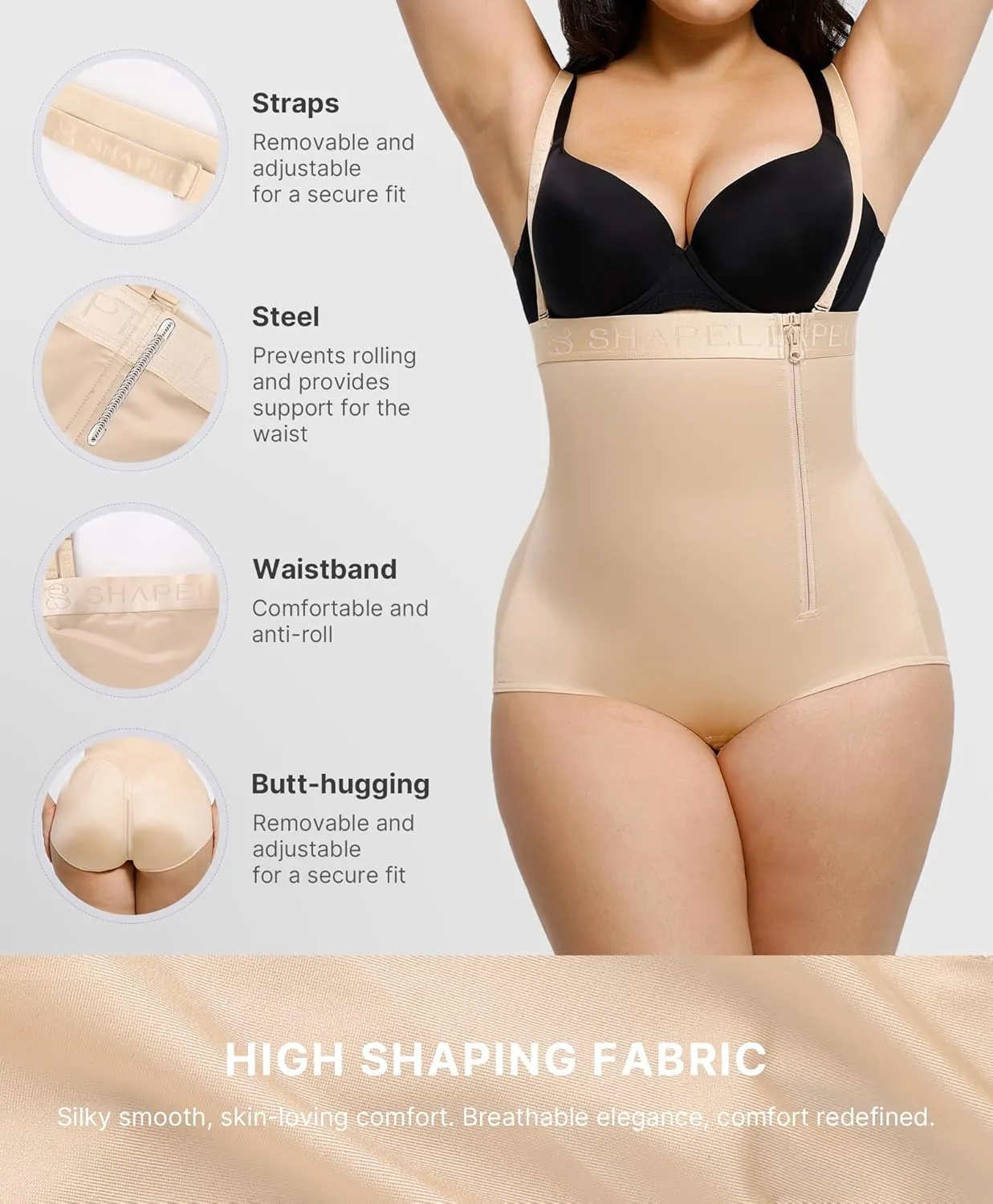 SHAPELLX Shapewear Tummy Control Panty for Women High Waist Body Shaper Waist Trainer Shaper Higher Power Panties