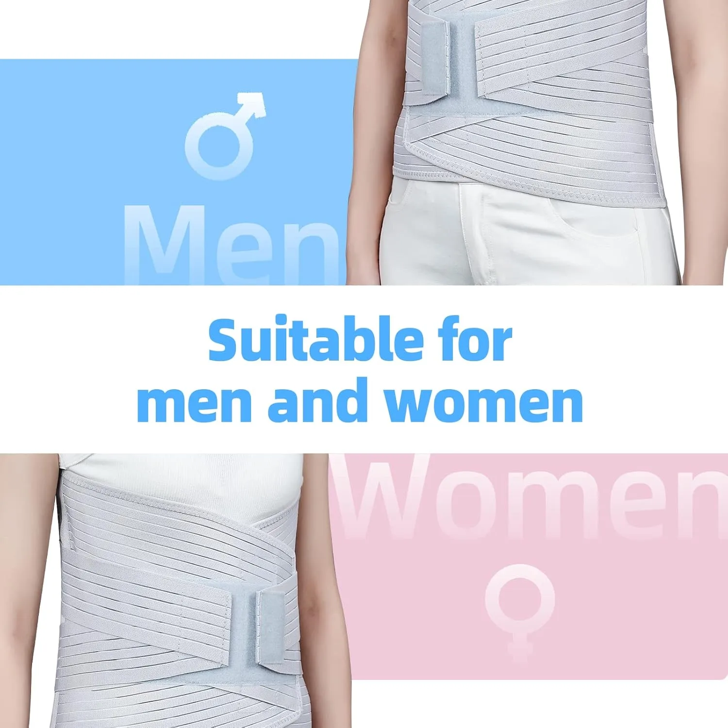Solmyr Back Brace Lumbar Support, Abdominal Binder Lower Waist Support Belt, Back Support Belt Compression Wrap, Adjustable Breathable Waist Straps for Women Men Lower Back Pain Relief(XL)