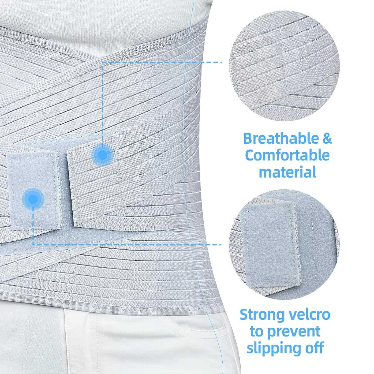 Solmyr Back Brace Lumbar Support, Abdominal Binder Lower Waist Support Belt, Back Support Belt Compression Wrap, Adjustable Breathable Waist Straps for Women Men Lower Back Pain Relief(XXL)