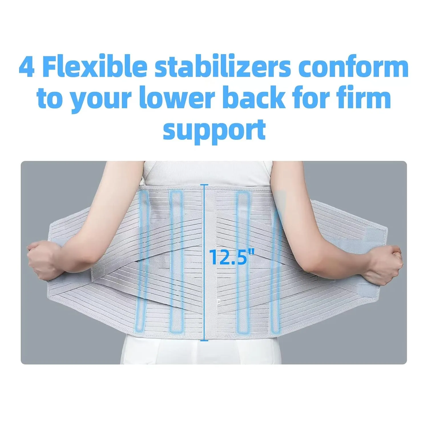 Solmyr Back Brace Lumbar Support, Abdominal Binder Lower Waist Support Belt, Back Support Belt Compression Wrap, Adjustable Breathable Waist Straps for Women Men Lower Back Pain Relief(XXL)