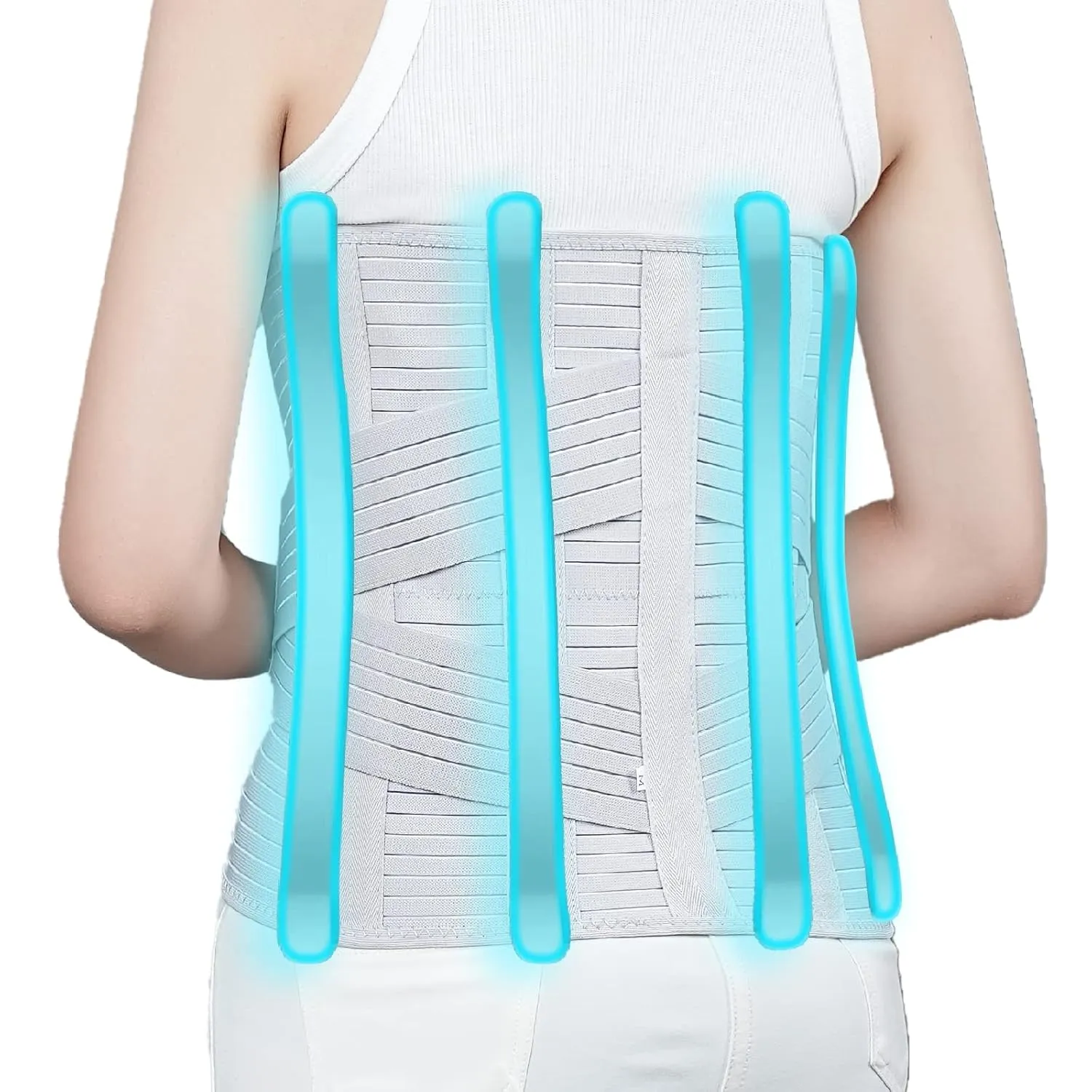 Solmyr Back Brace Lumbar Support, Abdominal Binder Lower Waist Support Belt, Back Support Belt Compression Wrap, Adjustable Breathable Waist Straps for Women Men Lower Back Pain Relief(XXL)